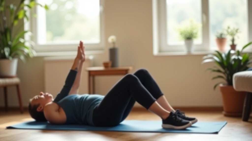 Persona haciendo estiramientos de flexibilidad en el suelo con postura relajada y técnica correcta