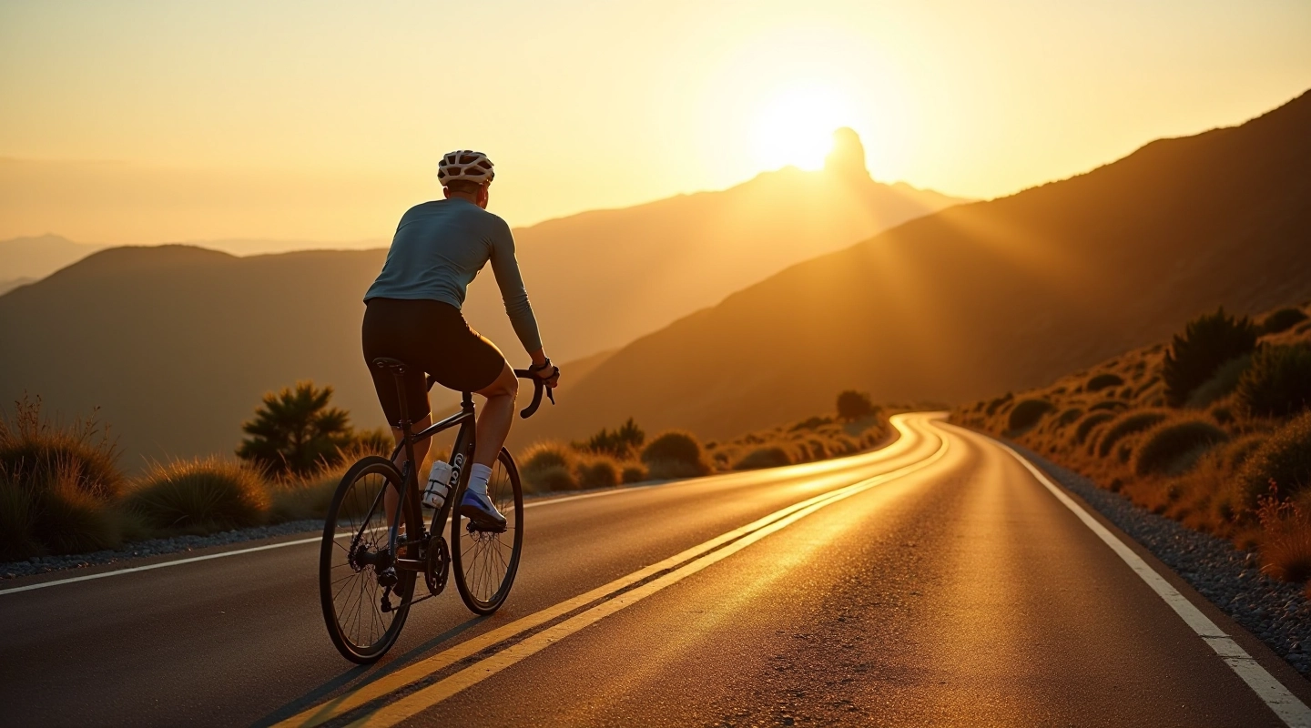 Ruta panorámica hacia el Observatorio de Arecibo con ciclista en carretera de montaña